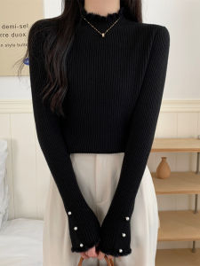 เสื้อสเวตเตอร์ถักคอปกสูงครึ่งตัวสำหรับผู้หญิง ทรงเข้ารูป แขนยาว ปกติ ปกติ โพลีเอสเตอร์ 100% เสื้อชั้นในแฟชั่นฤดูใบไม้ร่วง/ฤดูหนาว