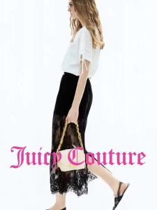 Juicy Couture | Elegant Lace Patchwork A-Line Skirt Black