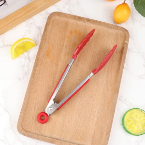 1 Pc 7inch Stainless Steel Food Clip BBQ Grill Steak Food Clip Non-slip Handle Bread Tong Party Kitchen Cooking Accessories