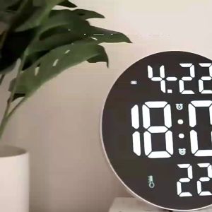 JD-8010 Jam Dinding LED Besar Free Remote Tampilan Hari Tanggal Suhu Alarm Digital