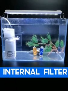 Fish Tank Filter Pump Small Aquarium Water Circulation Pump with Built-in Clean and Silent Wave-Making Oxygenation Pump Household Three-in-One Fish Tank Filter with Oxygenation Filtration System Aquarium Filter Pump