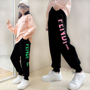 Girls Casual Cotton Pants Spring Autumn Style Childrens Long Trousers 12 Years Old 10 Years Old Medium Large Children Girls Sports Pants