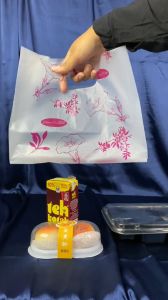 Kantong Plastik Dove 25x30 MOTIF THANK YOU BIRU muat Mika Bento 4 Sekat isi 50 Softhandle Bag