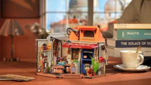 Robotime Rolife Corner Bookstore DIY Wooden Miniature Dollhouse (DG164) 3D Puzzles Wooden Crafts Kits