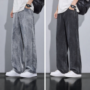Summer Thin Breathable Loose Straight Trousers Male Long Pants