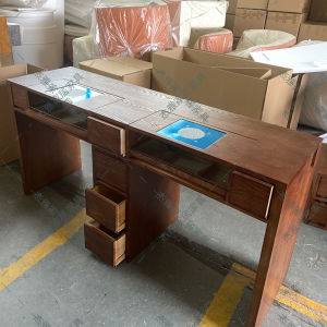 Solid Wood Multi-Functional Cabinet with Drawer Overall Retro Style Nail Table and Chair Suit Double-Bit Nail Table