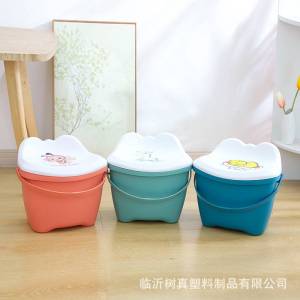 Cartoon Storage Stool Childrens Portable Seating Storage Bucket round Face Design Can Sit on Multi-Functional Creative Stool