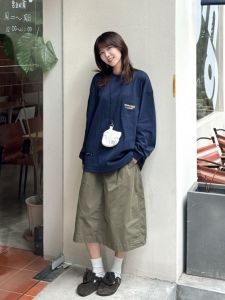 Váy Công Sở Cạp Cao Phong Cách Nhật Bản Cổ Điển Cho Nữ Màu Trơn Dáng Chữ A Váy Dài Vừa Phải Váy Mùa Hè