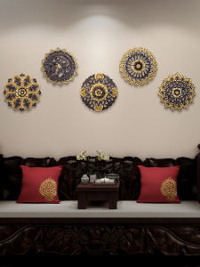 Southeast Asian Style Hand Carved Solid Wood Artifacts Thai Background Wall Decorative Elephant Hanging Ornament Home Decor