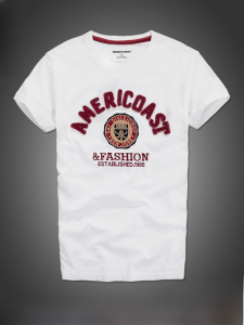 American Coast AF Short Sleeve T-Shirt Men Summer Pure Cotton Casual Loose round Neck Popular Brand Personality Leisure Top