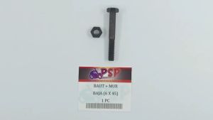 Baut Baja 6 X 45 (+ Mur) Harga Per 1 PC - Baud Mor Baja M6 Bibir Topi 6mm Panjang 45mm mili Kunci 10