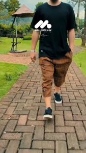 Celana Sirwal Tartan Kotak-kotak Pendek Kulot Chino Casual Melleonlain