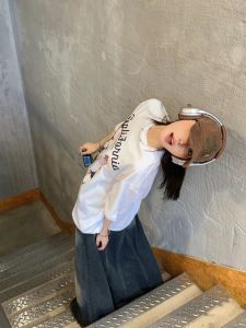 Pure Cotton Short Sleeve T-shirt for Women Casual Wind Design Creative Print Letters/Numbers/Text Style Loose Fit Summer Wear