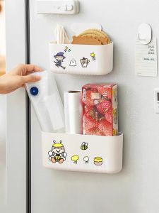 Refrigerator Shelf outside Storage Kitchen Supplies Wall Hanging Magnetic Suction Hallway Magnet Storage Basket Rack Preservative Film