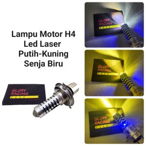 Lampu Led Utama motor H4 Senja biru kaki 3 H4 Vixion mxking tiger thunder gl cbr ninja scoopy crf klx dll Lampu Led Laser H4 senja biru