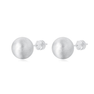 925 Silver Needle Heavy Industry Metal Silver Simple Brushed Ball Stud Earrings Female Light Luxury Minority Fancy Ear Studs Earrings