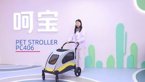 รถเข็นหมาใหญ่ รับน้ำหนักได้ถึง 60 กิโล 4 ล้อ รถเข็นพับได้ Foldable Pet Stroller Medium and Large Pet