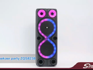 ZQS-8238 Rechargeable Party Box – Bass Boost Bluetooth Speaker with Colorful Lights & 2 Wireless Microphones