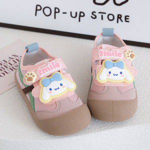 Pink Canvas Childrens Shoes with Magic Tape for Kindergarten Anti-Slip Lightweight Indoor Spring Autumn Sports Shoes for Kids