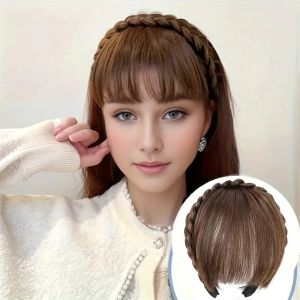 Synthetic New Hair Accessories With Bangs Braids Headband Hair Extension High Temperature Fiber Fake Hair for Women