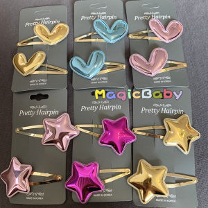 Mirror Heart Star Glitter Baby Hair Accessories Hair Clips BB Clips Elegant Precise Side Clips for Girls Korean Style