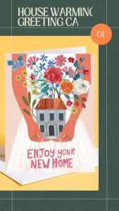 New Home Card - Enjoy Your New Home | Hands Holding House Flowers | A6 Greeting Card | Free Envelope