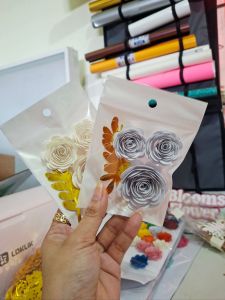 Rolled Flowers Set of 3pcs and Leaves Cake Decoration for Baking and Crafting