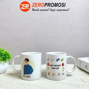 Kado Mug Keramik Kartun Karakter Cowok/Laki-Laki - Custom Nama