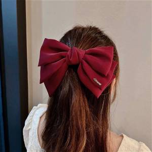New Three-Layer Extra-Large Butterfly Knot Hair Clip Red Hair Barrette Womens Autumn Wedding Hair Accessories Hair Decorations