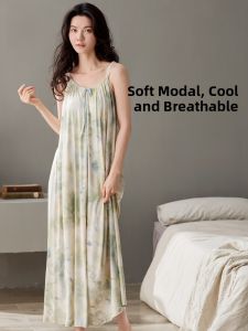 Miiow | Cat Woman Modal Summer Sleepwear Loose Comfortable Chemise Nightgown Home Clothes Womens Plus Size Breathable Skin-friendly