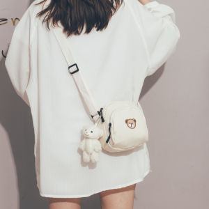 Cute Canvas Shoulder Bag Womens Mini Crossbody Bag Harajuku Style Korean Version Spring New Small Square Bag for Youth