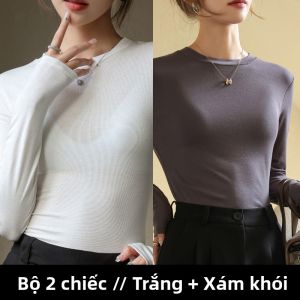 MiiOW | Áo sơ mi nữ tay dài cổ tròn ấm áp MiiOW 2025 Áo lót mùa thu đông thường ngày Áo lót màu trơn đơn giản