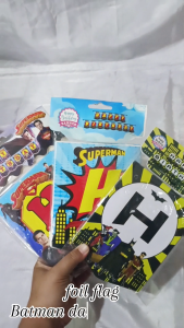 Banner ulang tahun karakter Batman Tulisan Happy BIrthday Superman Bunting Flag Batman superman