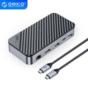 แท่นวางมือถือ ORICO พร้อมตู้ SSD M.2 USB C 10Gbps PD 100W RJ45 Sd/tf 4K 10 In 1 สำหรับแล็ปทอปแมคบุ๊ค