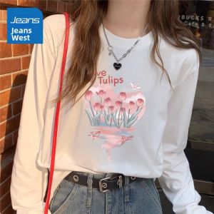Jeanswest | Áo Thun Dài Tay Form Rộng Cotton Trắng