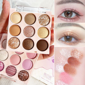 9 Colors Glitter Ice Cream Eyeshadow Palette Waterproof Rose Milk Tea Purple Matte Eye Shadows Blusher Cool Tone Eyes Makeup Cosmetics