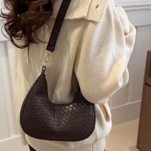 SLC Womens Premium Shoulder Bag N-ew Fashion Niche Design Messenger Bag Female Simple Style Female Woven Hobo Bag