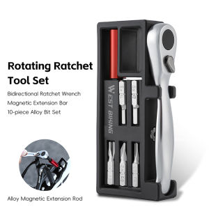 WEST BIKING 12PCS Ratchet Wrench Tool Set Portable Socket Multi-Function Tool Repair Tool Mini Allen MTB Road Bike Riding Repair Accessories