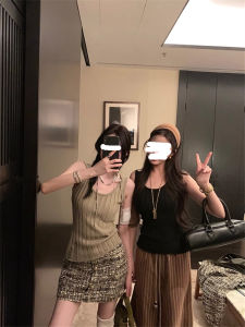 Retro Knitted Mini Vest Spring Summer New Style Slim Fit Hole Design Versatile Outerwear Compatible Commute Regular Fit Pure Color