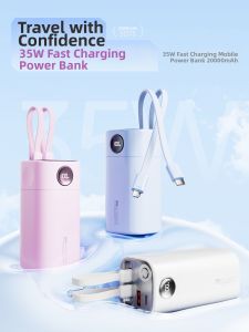 Wopow | 3C Certified Portable Power Bank with Built-in Cable 20000mAh