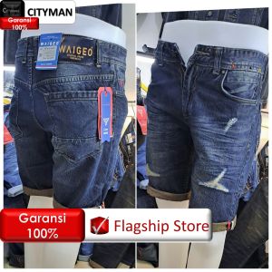 CELANA JEANS PENDEK PRIA STRAIGHT BLUE  BROWN DARK PD RINGKEL PERMANEN TERBAIK TERLARIS BEST SELLER