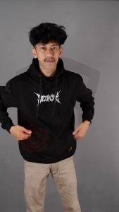 Dezirose Pullover Hoodie Metal Skull Hitam Fleece Tebal Premium Distro Size M-XXL ( Pria & Wanita )