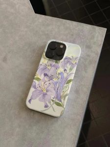 Applicable to Apple 15pro New Chinese Style Phone Case Iphone15promax Retro 14 Feilin 13 Art Chinese Style 12 Purple Lily 11 Niche Style Xsmax Fancy Men and Women without Collision