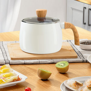 Korean Milk Sauce Pan High Temperature 2.2LCeramic White Non Stick Pan Spout Pan Deep Frying Pan Crack-Resistant Pan Ramen Omelette Healthy Stew Steak Frying Multifunctional Pan Thick-Bottomed Cooking Pan Universal For All Stovetops