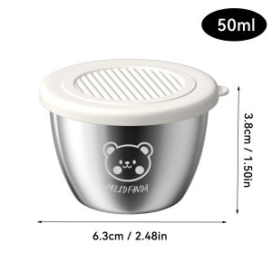 50ML Mini 304 Stainless Steel Sauce Bowl With Silicone Cover Leak-proof Dipping Sauce Dish Salad Dressing Seasoning Container