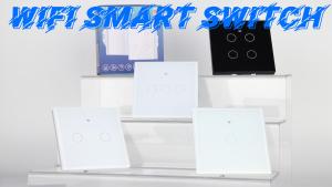 SMATRUL Smart Light Switch Tuya 2.4 GHz WiFi Switch NO Neutral Wire Needed Black 1/2/3/4 gang Tempered Glass Touch Panel Touch Wall Mount Switches Works for Alexa/Google Home/天猫精灵