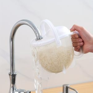 Lazy Person Rice Washing Sieve With Drain Portable Creative Rice Washer Strainer Bowl with Handle Quick Washing Rice Device