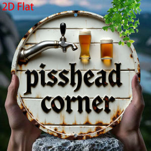 Retro Style "Pisshead Corner" 2D Wooden Round Plate Beer Cup Design Home Bar Cafe Party Wall Art Decoration of the Establishment