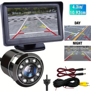 Backup Camera System4.3-Inch Display Screen and Reversing Camera Kit with 8 LED LightSuitable for Cars Pickups RVs And SUVs.