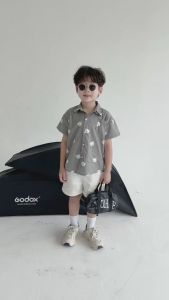 BE234 Bộ sơ mi gấu quần đùi TOHEE quần áo thời trang bé trai đi chơi biển du lịch